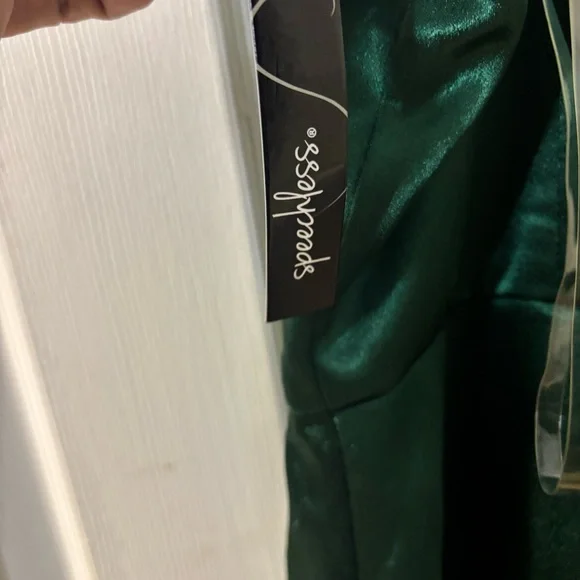 Speechless Y2K Hunter Green Coquette Satin Mini Babydoll Sleeveless Dress Z 13 - Picture 10 of 16